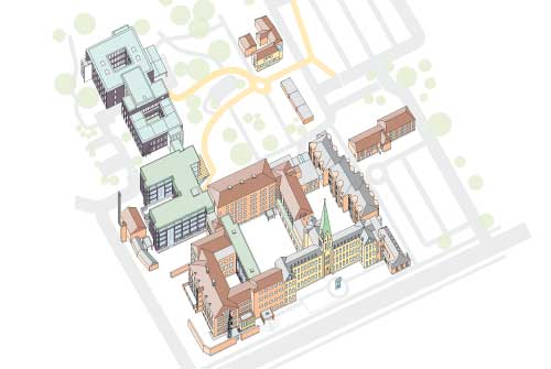 3-D-Gebäudeplan eines Krankenhauses